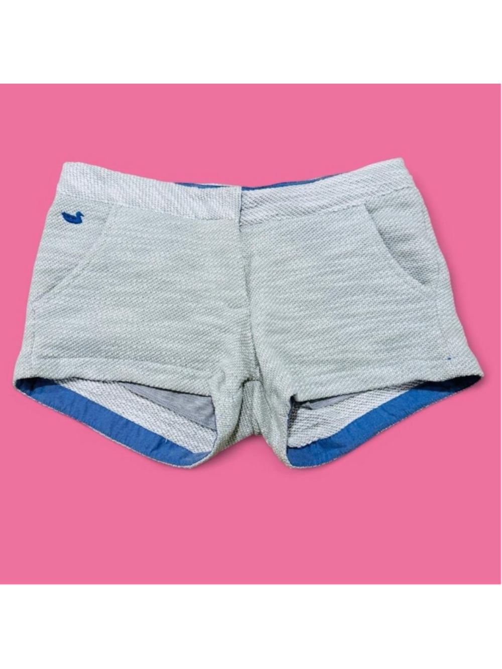 Southern Marsh Textured Dolphin Shorts Women’s Size 0 Gray Blue Preppy Coquette